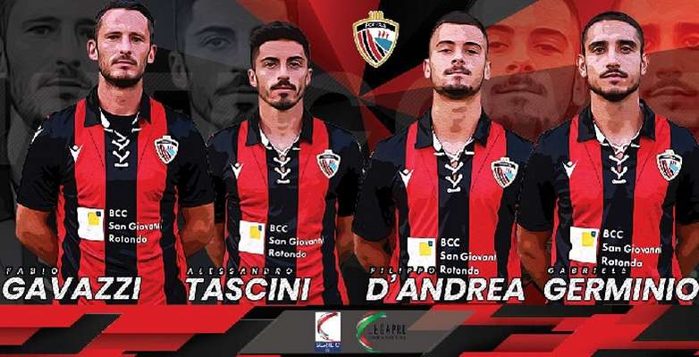 Il Calcio Foggia 1920 comunica di aver provveduto ad ingaggiare i calciatori Gavazzi, Tascini, Germinio e D'Andrea