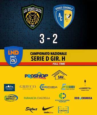 L'Audace Cerignola ko a Bitonto 3-2 si allontana il sogno play-off