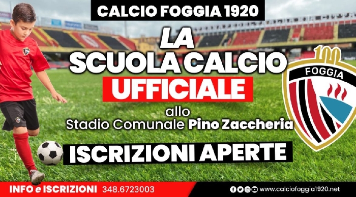 Calcio Foggia 1920, aperte le iscrizioni alla scuola calcio