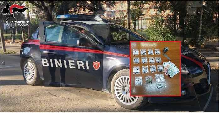 Foggia, beccato pusher con 86 dosi: per lui obbligo di presentazione presso la stazione carabinieri