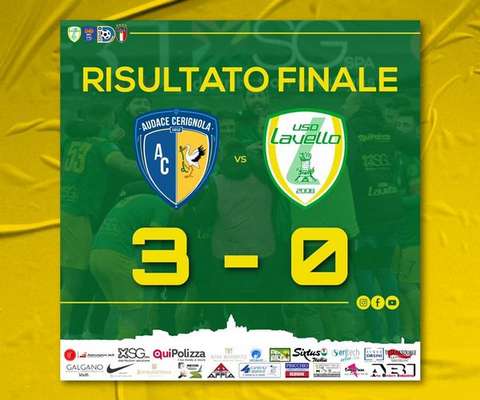L'Audace Cerignola travolge il Lavello 3-0 ed ora sogna la zona play-off
