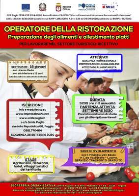 Lotta alla dispersione scolastica, a Foggia un corso per lavorare in cucina e diplomarsi