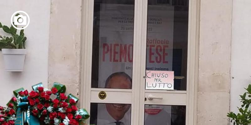"Chiuso per lutto" e il manifesto elettorale di Piemontese. Un fotomontaggio che indigna: "Siamo sgomenti e turbati"