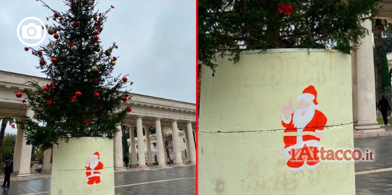 Decorazioni alberi di Natale scarne, l’Accademia e i suoi giovani artisti rimediano con disegni sul cemento