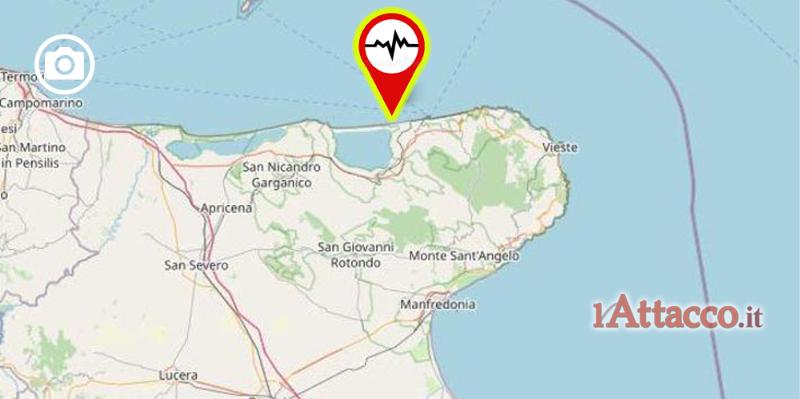 Terremoto in mare davanti alla costa nord del Gargano, individuato epicentro a 7 km da Rodi Garganico