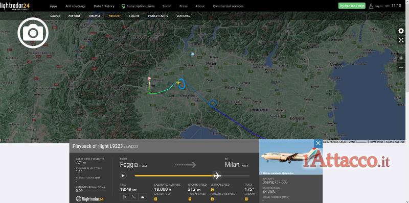 L’aeromobile Lumiwings costretto a dirottare due volte: prima su Bari e poi su Torino